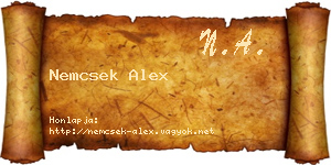 Nemcsek Alex névjegykártya